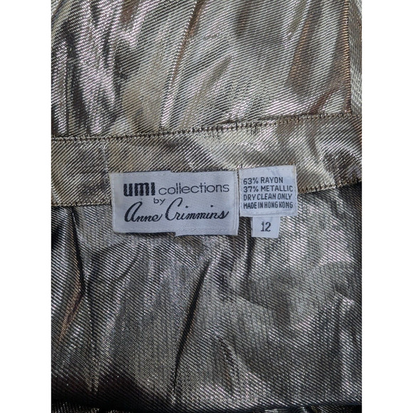 Vtg UMI Collections by Amme Crimmins Metallic Gold Lame Tank Top Size 12 D2 Glam - Picture 5 of 6